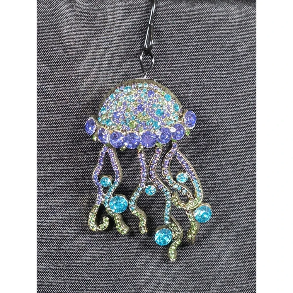 Sparkling‎ Jellyfish Brooch Rhinestone Crystal Pendant Charm Gold Tone Women